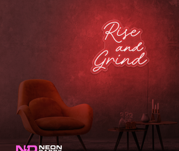 Color: Red 'Rise and Grind' LED Neon Sign
