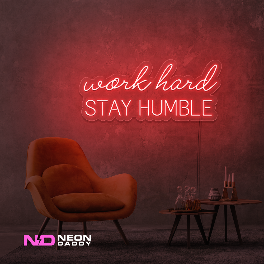 Color: Red 'Work Hard Stay Humble' - Affordable Neon Signs