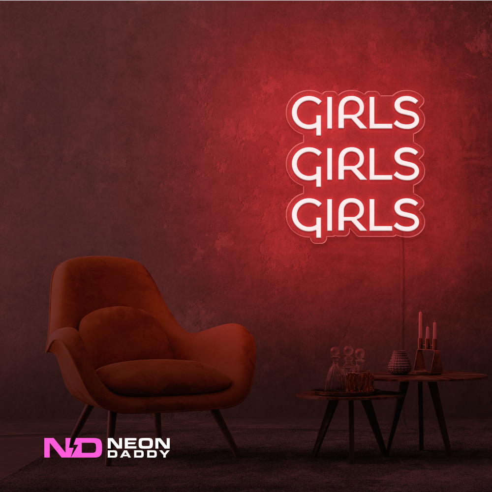 Color: Red Girls Girls Girls LED Neon Sign