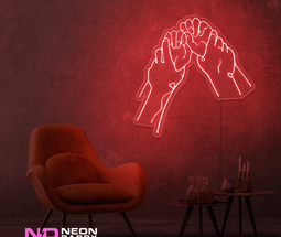 Color: Red 'Naughty Hands' LED Neon Sign - Boujee Neon Signs