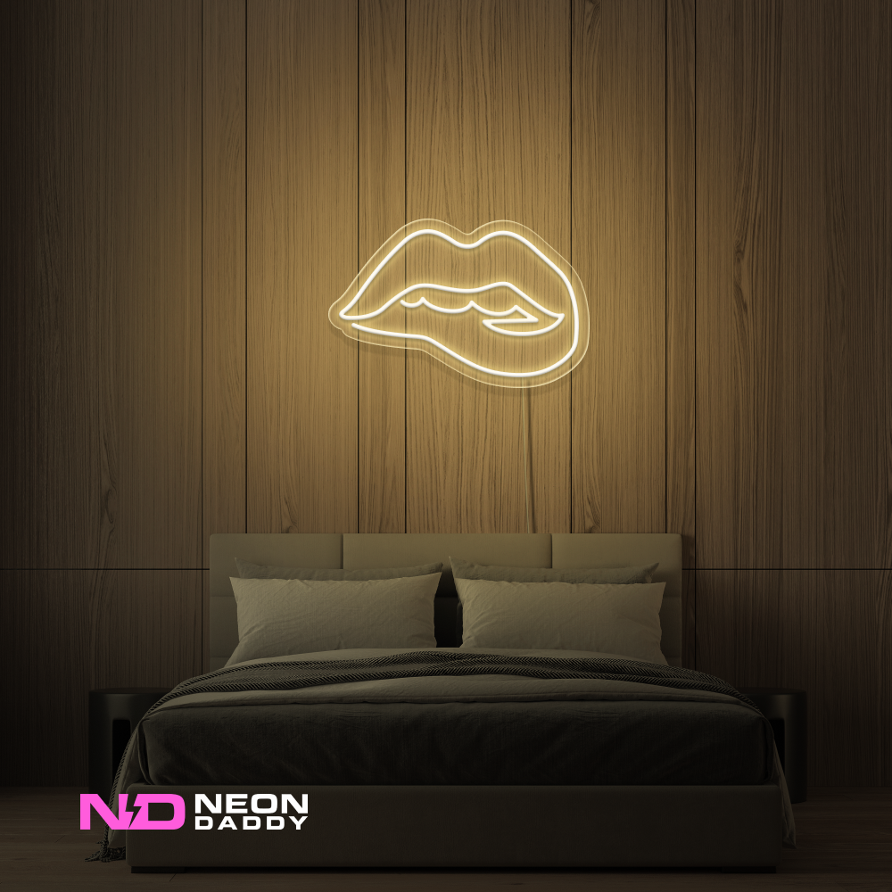 Color: Warm White 'Lips' - LED Neon Sign - Affordable Neon Signs