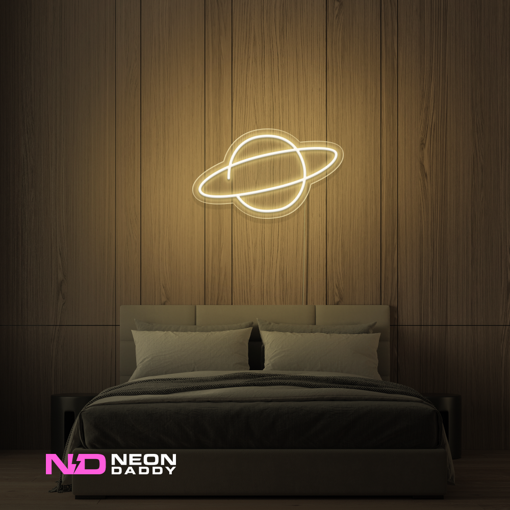 Color: Warm White 'Planet Neptune' - LED Neon Sign - Space Neon Signs