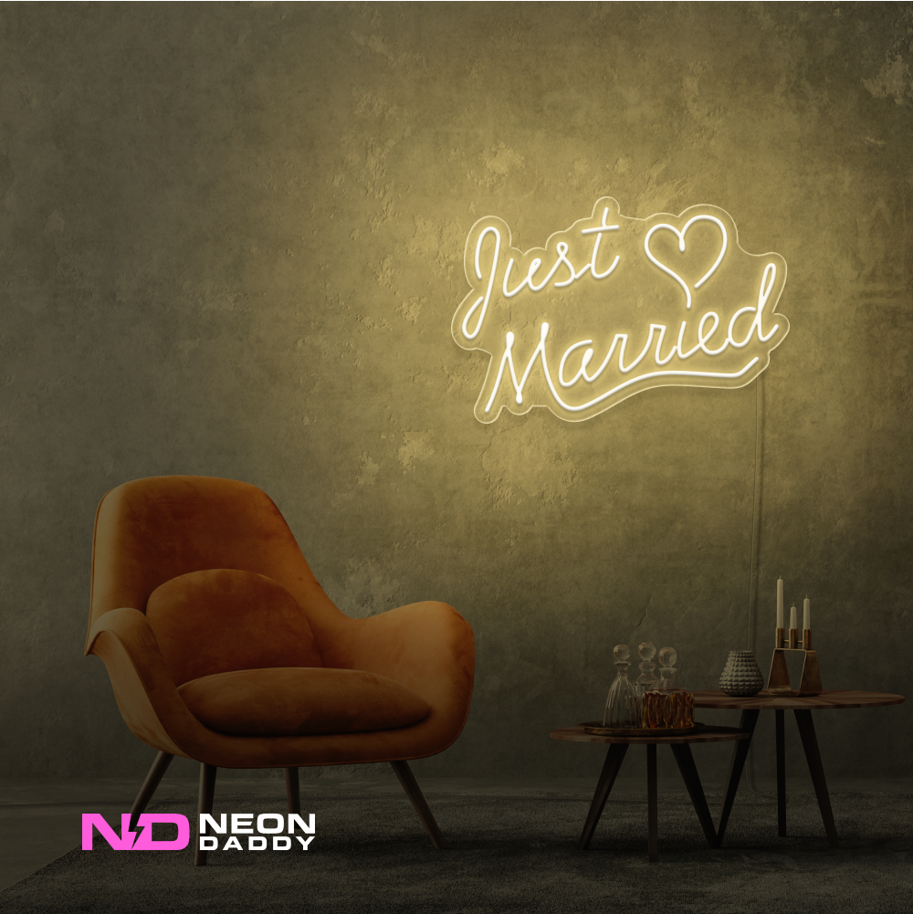 Color: Warm White Just Married LED Neon Sign - Wedding Neon Signs