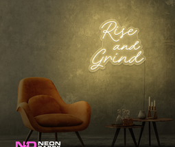 Color: Warm White 'Rise and Grind' LED Neon Sign