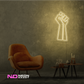 Color: Warm White 'Raised Fist' - LED Neon Sign - Affordable Neon Signs