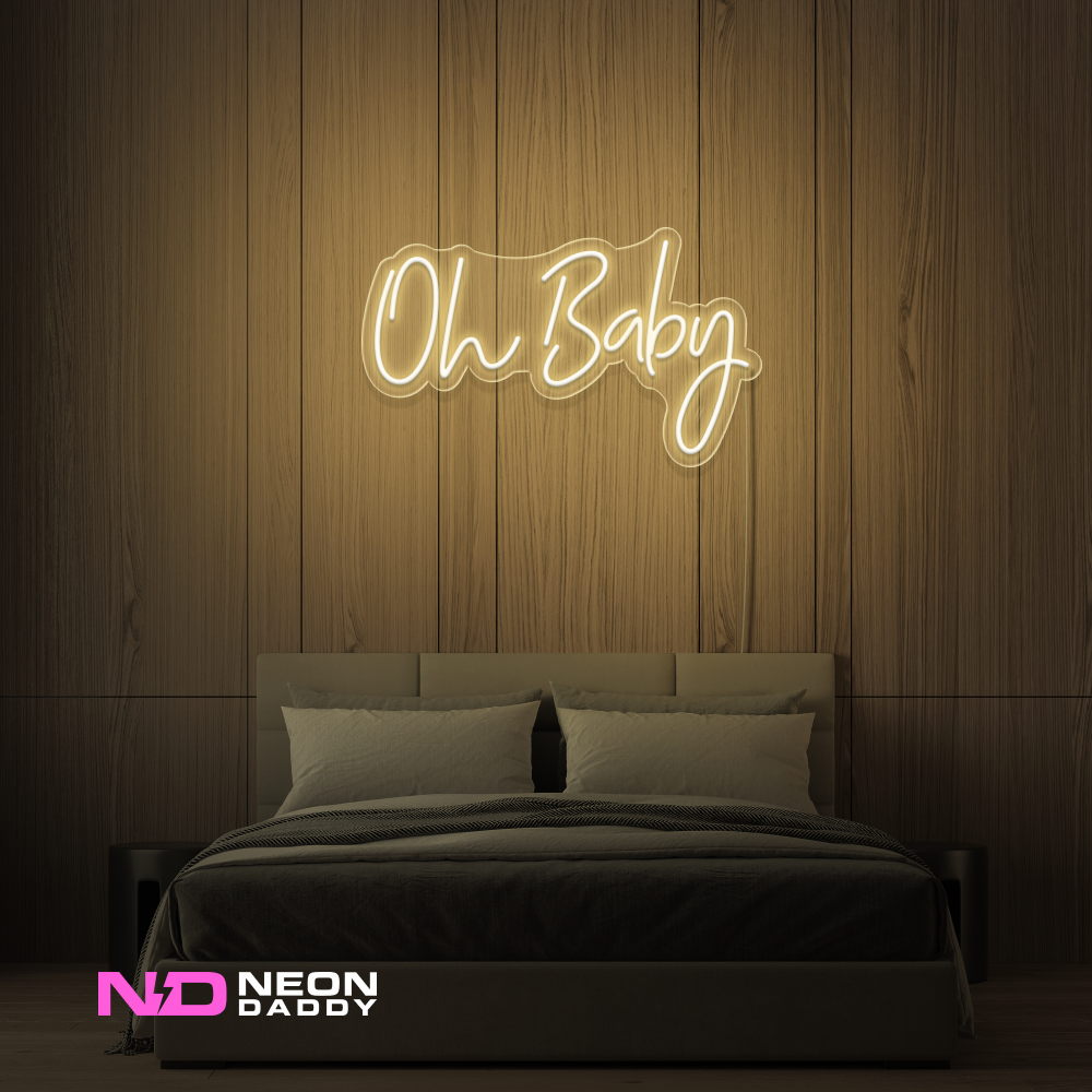 Color: Warm White 'Oh Baby' - LED Neon Sign - Event Neon Signs
