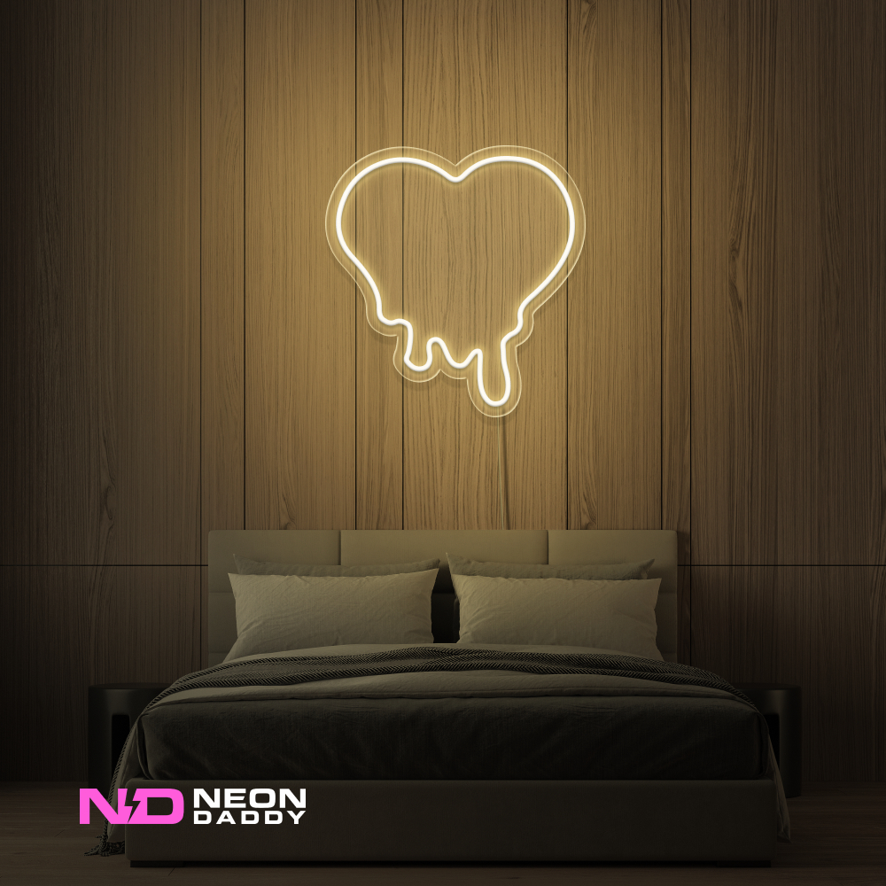 Color: Warm White 'Melting Heart' - LED Neon Sign - Affordable Neon Signs