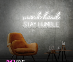 Color: White 'Work Hard Stay Humble' - Affordable Neon Signs