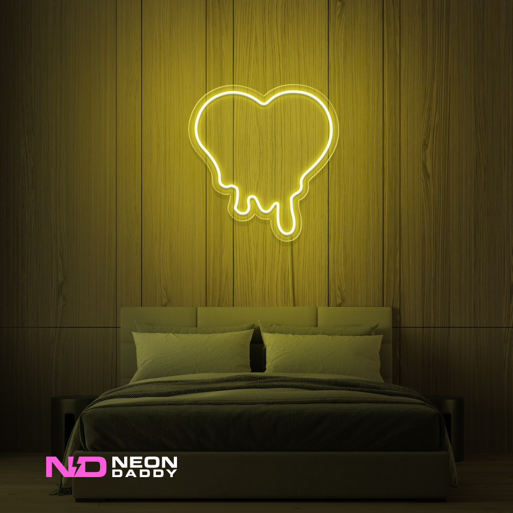 Color: Yellow 'Melting Heart' - LED Neon Sign - Affordable Neon Signs
