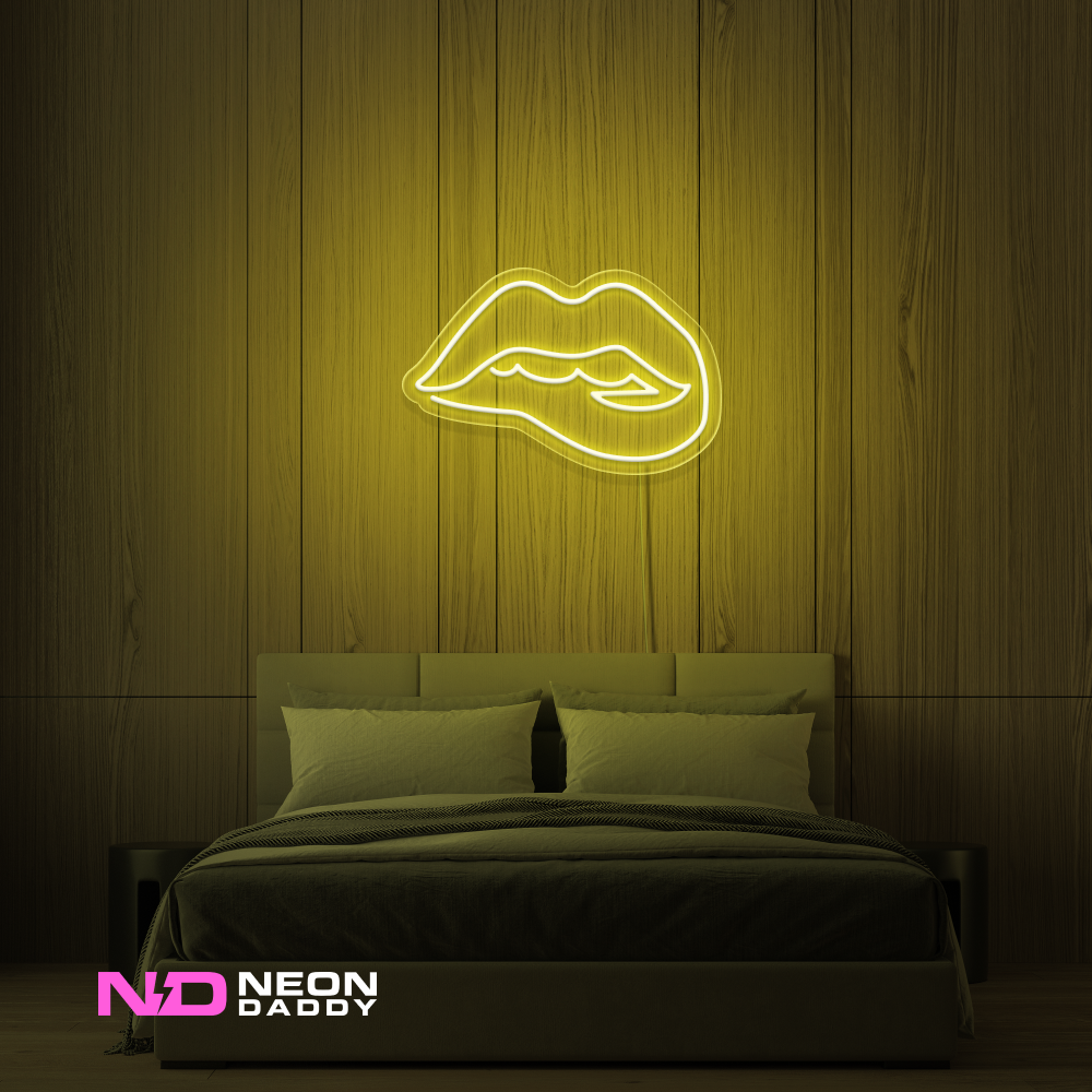 Color: Yellow 'Lips' - LED Neon Sign - Affordable Neon Signs