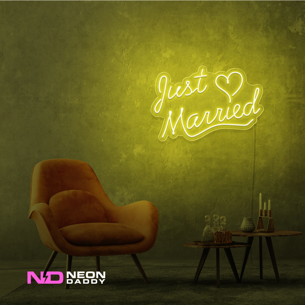 Color: Yellow Just Married LED Neon Sign - Wedding Neon Signs