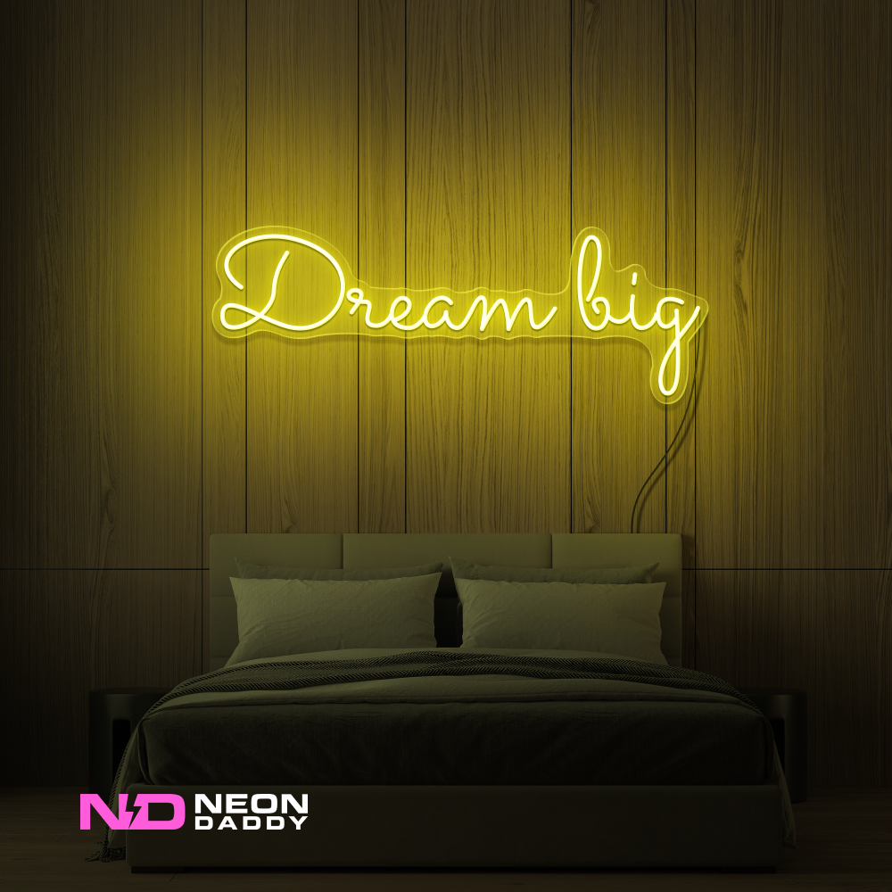 Color: Yellow 'Dream Big' LED Neon Sign - Affordable Neon Signs