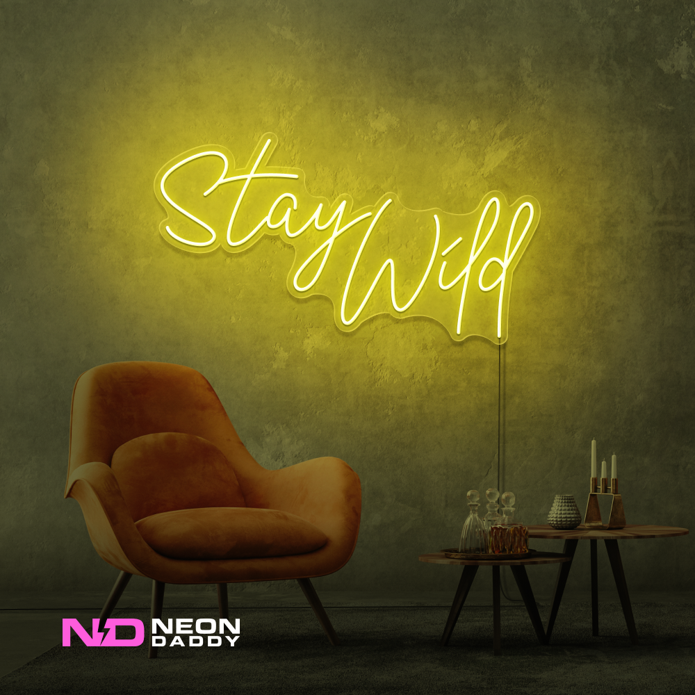 Color: Yellow 'Stay Wild' - LED Neon Sign - Affordable Neon Signs