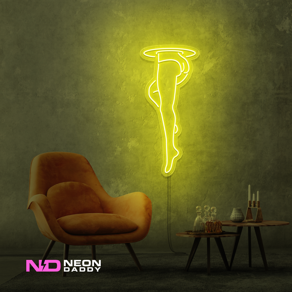 Color: Yellow 'Womans Legs Portal' - LED Neon Sign - Affordable Neon Signs