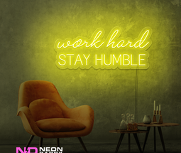 Color: Yellow 'Work Hard Stay Humble' - Affordable Neon Signs