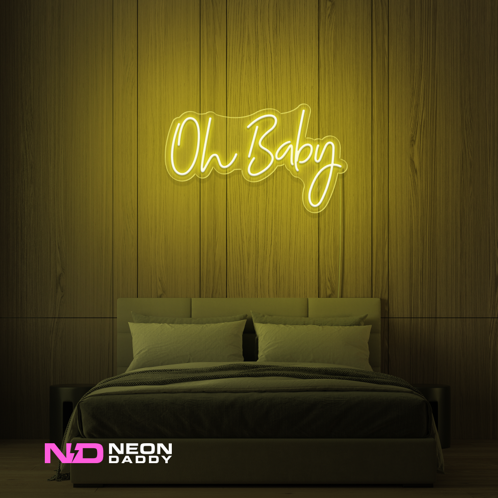 Color: Yellow 'Oh Baby' - LED Neon Sign - Event Neon Signs
