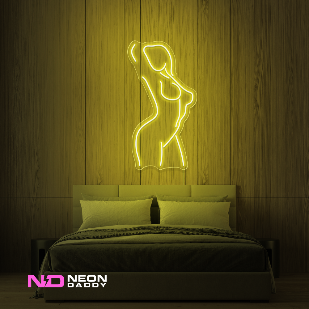 Color: Yellow 'Female Pose' LED Neon Sign - Affordable Neon Signs