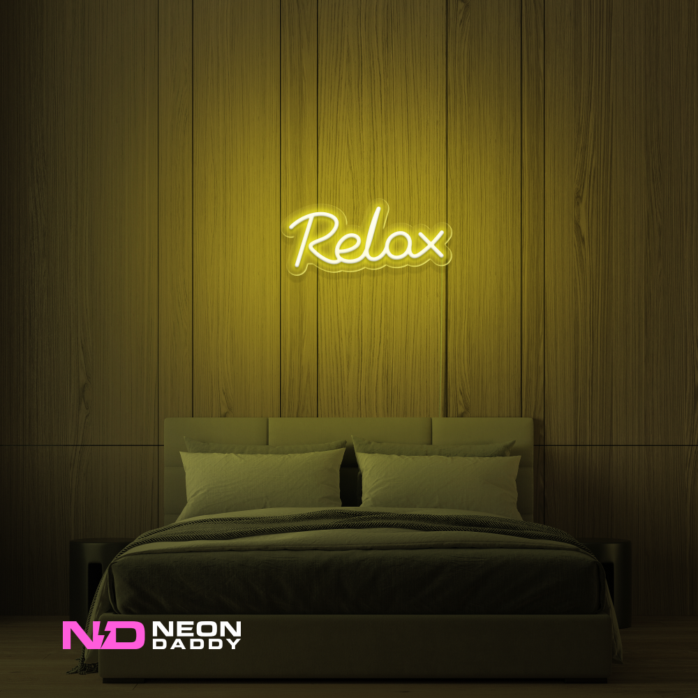 Color: Yellow 'Relax' - LED Neon Sign - Affordable Neon Signs
