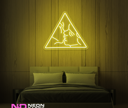 Color: Yellow 'Love Triangle' - LED Neon Sign - Affordable Neon Signs
