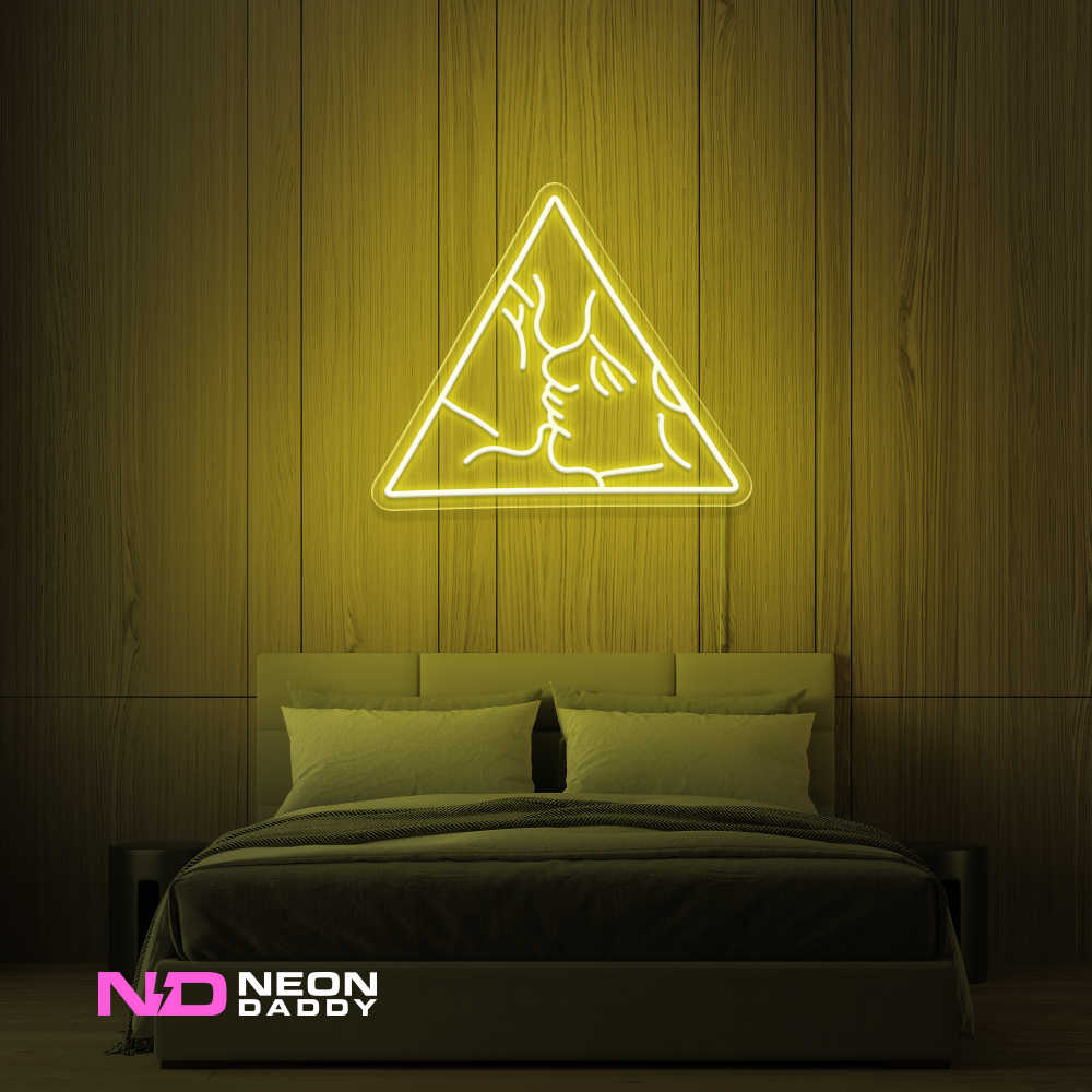 Color: Yellow 'Love Triangle' - LED Neon Sign - Affordable Neon Signs