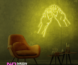 Color: Yellow 'Naughty Hands' LED Neon Sign - Boujee Neon Signs